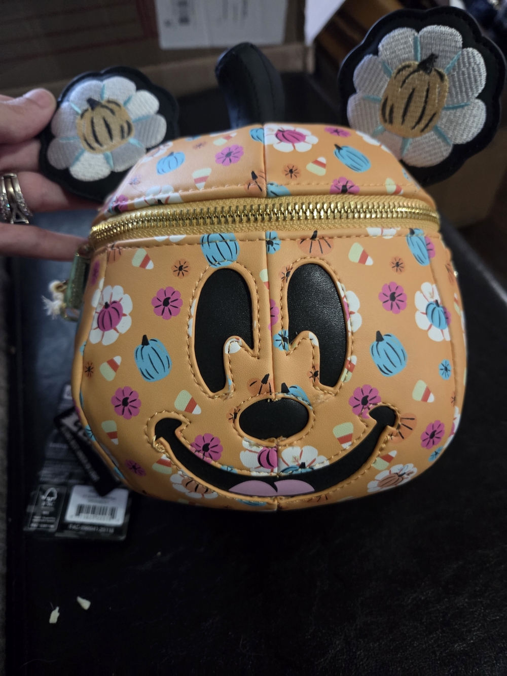 Loungefly Floral Mickey Pumpkin Crossbody Bag